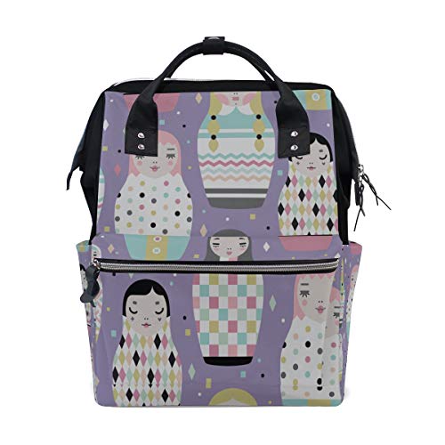 Gemalte Russische Puppe Große Kapazität Wickeltaschen Mummy Rucksack Multi Funktionen Windel Wickeltasche Tote Handtasche Für Kinder Babypflege Reise