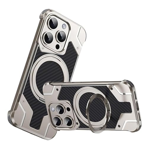 RGDDCV dbیP[X For iphone 16 yʃA~jE^J[{t@Co[fUC̓dbP[X 360°]\ȃX^h t[XMیP[Xt p iphone16 Pro Max,Titanium,iPhone16p