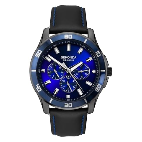 SEKONDA Classic Quartz Watch with Leather Strap Cover