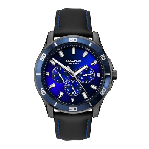 Price comparison product image SEKONDA Mens Analogue Classic Quartz Watch with Leather Strap