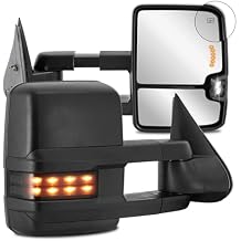 2PCS Black Towing Mirrors Power Heated LED Compatible for 2007-2013 Chevy Silverado Suburban Tahoe Compatible for GMC Sierra 1500 2500 3500 HD Yukon XL w/Spot Light, Clearance Lamp