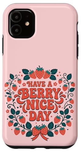 Have A Berry Nice Day Retro Cute Strawberry Groovy Aesthetic �X�}�z�P�[�X iPhone 11 �p
