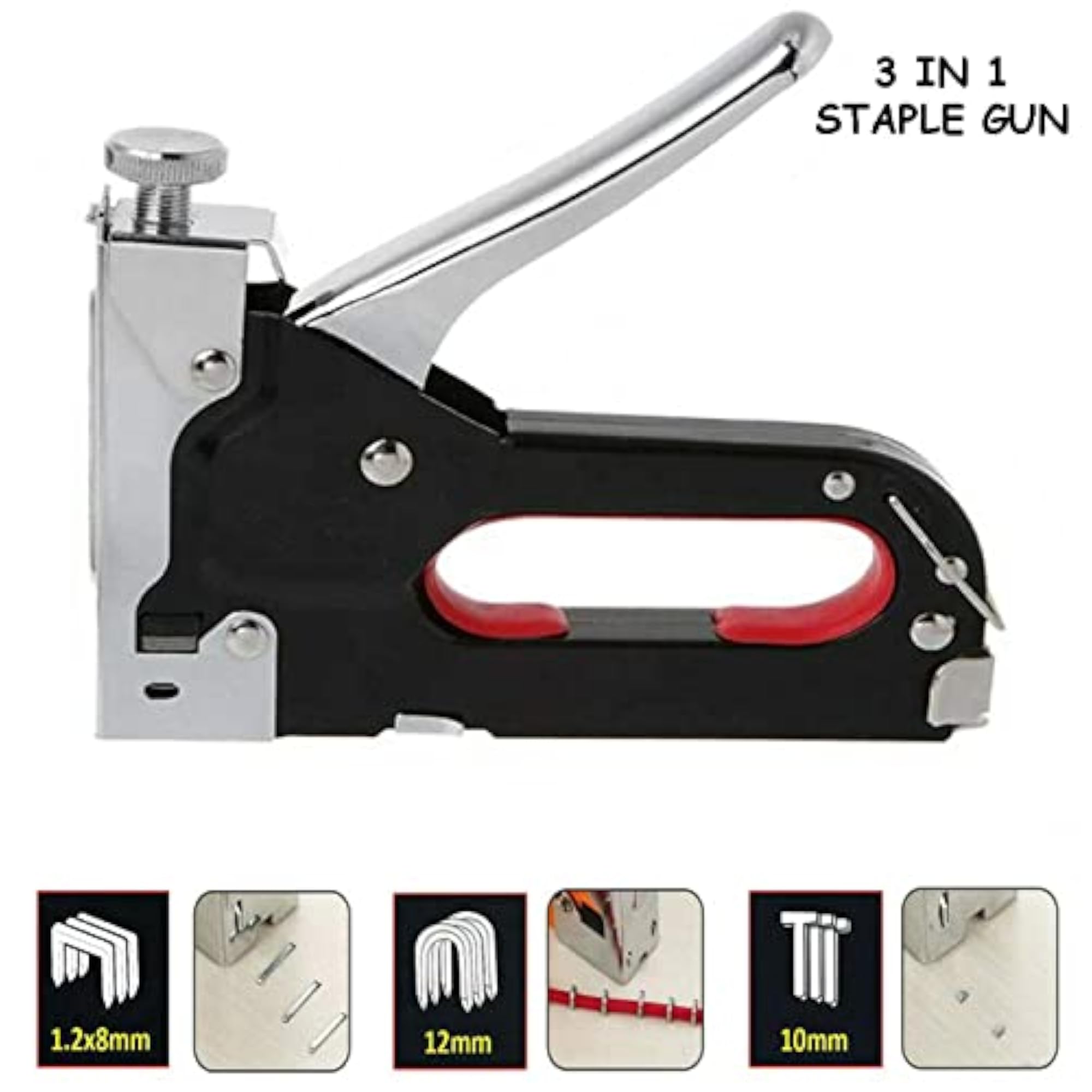Heavy Duty 3 in 1 Metal Staple Gun with 1000 Staples