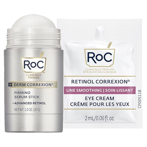 RoC Derm Correxion Retinol Firming Serum Stick with Antioxidants to Visibly Tighten and Firm Wrinkles and Laugh Lines 1.0 oz plus Retinol Eye Cream Packette
