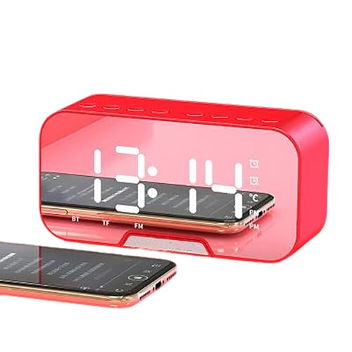 アナログ時計 ベッドサイドスピーカー MP3 FMラジオ LED目覚まし時計 デジタル 電子 装飾デザイン ミニマリスト置 ベッドサイドデスククロック レッド