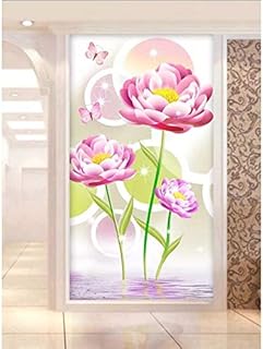 Pintura de Diamante 5D Talla Grande,Taladro Redondo Completo Diamond Painting Loto rosa DIY Rhinestone Crystal Cross Stitch Bordado Mosaico Arte para la Decor pared Hogar F362,70x140cm
