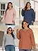 VISLILY Plus Size Sweatshirts for Women 3X Oversized Tunic Shirts Cute Color Block Trendy 2025 Waffle Knit Top Light Green