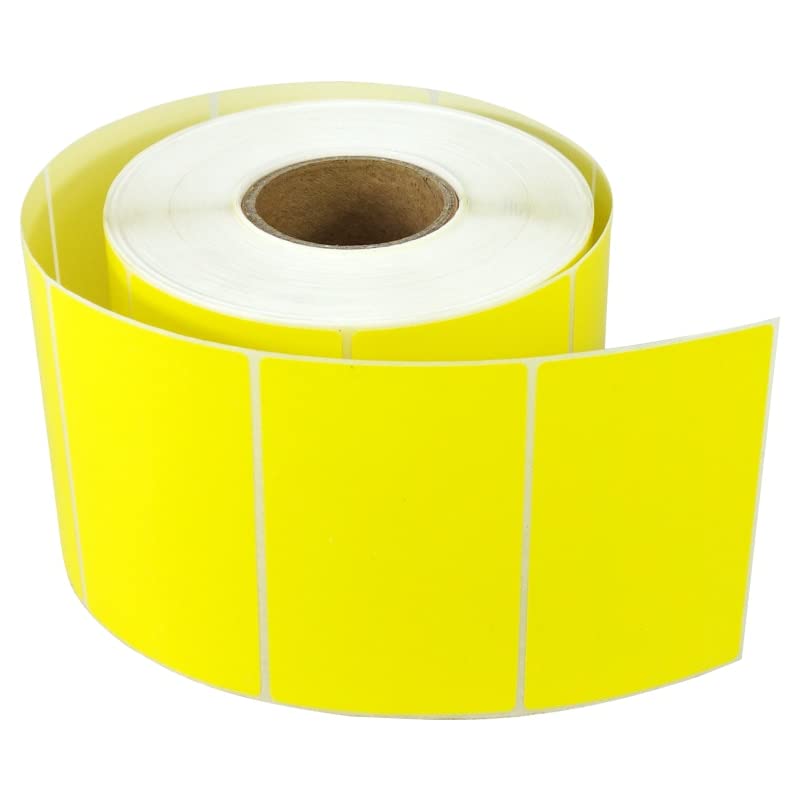 BlackDreams® Chromo Barcode Paper Labels Stickers roll Print with Ribbon, Self Adhesive Paper Label Roll for Any Barcode Printers (100x60mm(4x2.5 inch) 1ups 500 Labels/roll, Yellow Color)