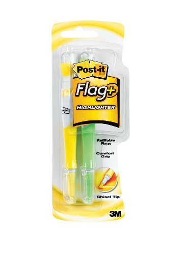 Post-it Flag+ Highlighter, Yellow and Green or Yellow and Orange, 50-Color Coordinated Flags/Highlighter, 2-Pack