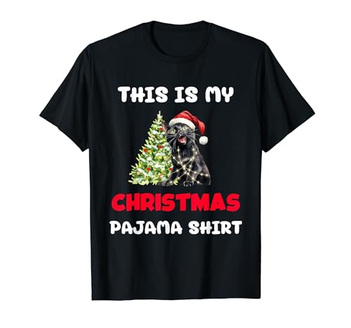 This Is My Christmas Cat Pajama Funny Xmas Light Boys Kids Camiseta