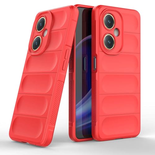 Image of amazon basics Mobile Cover for Vivo Y27 4G | Full Camera Protection | Liquid Silicon Case | Flexible Bumper Case for Vivo Y27 4G (Red)