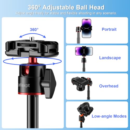 Image of Celfiexpt 59 inch Vlogging Phone Camera Tripod Stand for Gopro & DJI Pocket 3 /2