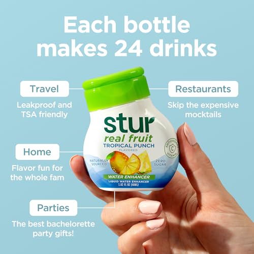 Image of Stur Liquid Water Enhancer | Tropical Punch | Naturally Sweetened | High in Vitamin C & Antioxidants | Sugar Free | Zero Calories | Keto | Vegan | 5 Bottles, Makes 120 Drinks