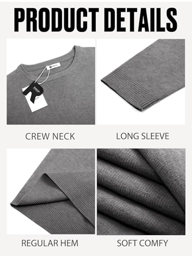 Image of Runcati Mens Crewneck Sweaters Casual Knit Lightweight Dress Sweater Long Sleeve Slim Fit Fall Winter Pullover