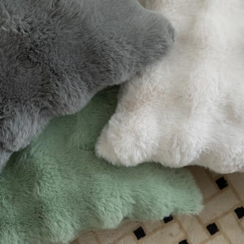 Image of MANDIOO Pack of 2 Thick Plush Wool Decorative Throw Pillow Covers Super Soft Wave Bubble Fur Velvet Cushion Covers Pillow Shams for Couch Bed Living Room 22x22 Inch Sage Green