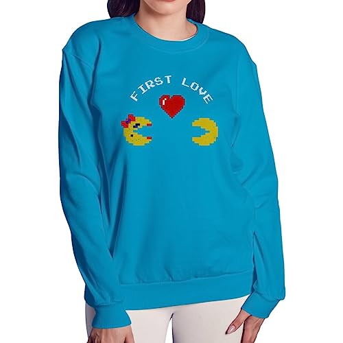 Sweatshirt femme First Love retro gaming pull 8 bit Saint Valentin col rond - 3