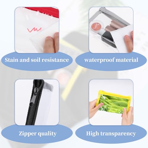 5 Pcs 6 x 3.5-inch Clear Waterproof Cosmetic Bag with Zipper Small Makeup Pouches for Purse Mini Clear Zipper Bag Small Travel Kit Storage Pouch for Bathroom Vacation Organizing(Small)3