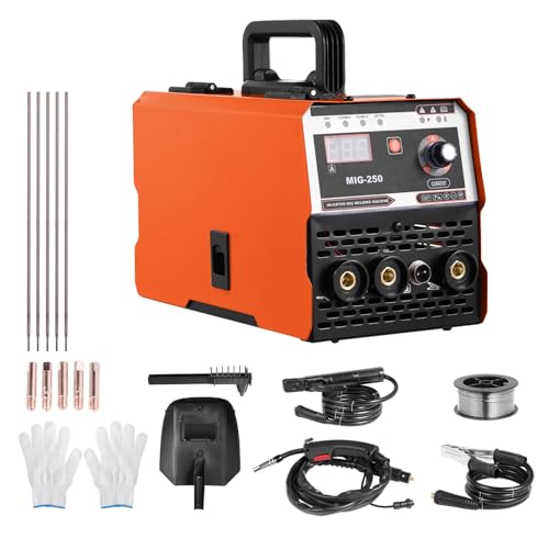 3-In-1 Fülldraht Schweißgerät MIG Schweißgerät mit ARC/Flux MIG/MMA Lift WIG, Fülldrahtschweißen 0,8 mm&1 mm, mit Synergischem Drahtvorschub, IGBT Inverter Schweissgerät LED-Anzeige