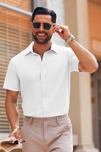 COOFANDY Men's Casual Button Down Shirts Short Sleeve Summer Untucked Dress Shirts2