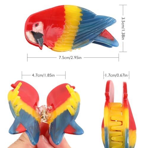 Colored Macaw Parrot Claw Clip,Cute Bird Animal Hair Claw Clip for Women,Cellulose Acetate Hair Clips for Girls,Acetate Marine Hair Accessories Gift