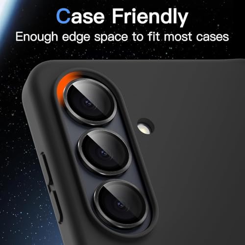 Image of FabeKee Camera Lens Protector for Samsung Galaxy S26, 9H Tempered Glass Metal Individual Ring Cover, HD Clear, 1 Set (Black)