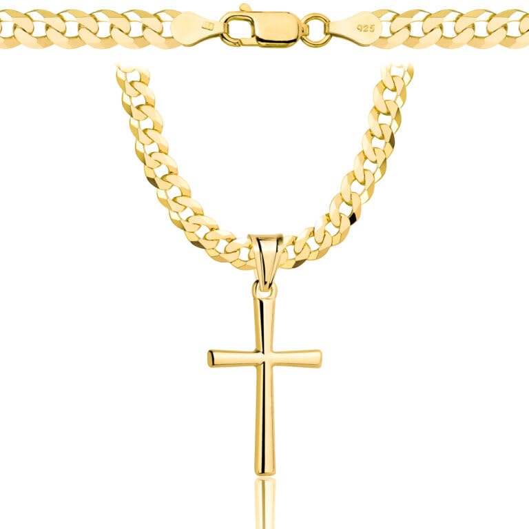 Collar AMAR OPRAVA de oro para hombre con cruz 585, Cadena de oro para hombre 925/585   cruz cadena de oro para hombre 585 macizo   5 mm, Cadena de cruz   Collar de cruz de oro   cadena de oro macizo