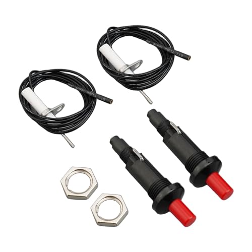 WheatThrive Encendedor piezoeléctrico, encendedor de botón, generador de chispas de barbacoa, repuesto de estufa de gas, paquete de 2 con cable de 1 m para parrilla, horno, chimenea
