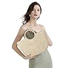 Sac à Main en Paille pour Femmes, Rond Sac de Plage Panier en Rotin Tissé Sac à Bandoulière d'été Fourre-tout Sac D'épaule pour Voyage Vacances Achats et Prendre des Photos #1