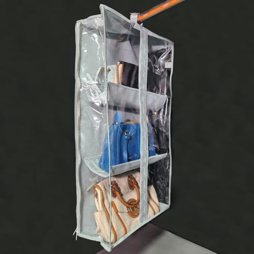 Image of HomeStrap Handbag Hangease 3-Layer Bag Organizer Cover (Pack of 2) for Handbags|Transparent Storage Organizer