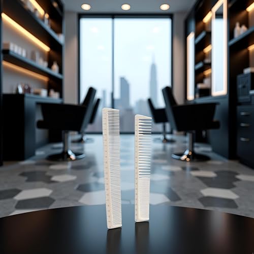 Set de 2 peines profesionales para cortar cabello blancos miniatura 3