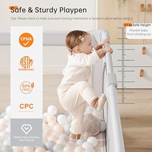 Baby playpenfoldable portable playpen for babies and toddlers59x59play pen with zipper doorbaby play pen indoor outdoor baby fence play area collapsible play yard with travel baglight grey  urban country home decor