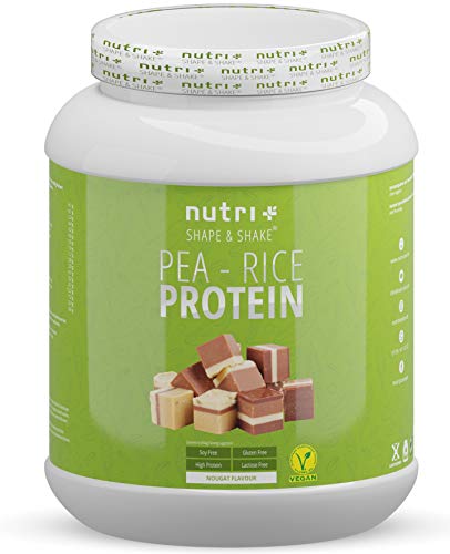 Plant Protein Powder Soy free - Pea Rice Nougat 1kg - VEGANES EIWEIßPULVER sojafrei - Proteinpulver ohne Soja, Gluten & Laktose - Eiweiß Pulver Vegan - In Deutschland hergestellt