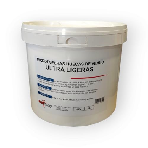 Artespray - Microesferas De Vidrio Huecas Ultra Ligeras para Resinas. Microesferas de vidrio para fabricar señuelos de pesca (5L / 450gr)