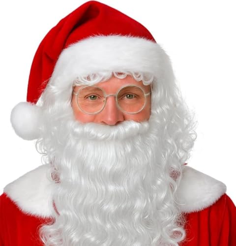 Hatstar 4-teiliges Weihnachtsmann Set | Perücke + Bart + Mütze +...