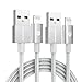 Produktbild UNBREAKcable iPhone Ladekabel, 1M+2M [MFi-Zertifiziert] - mit Apples originalem C89-Terminal und Smart-Chip Datenkabel kompatibel mit iPhone, iPad Air, Airpods Silber-Grau