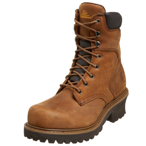 Image of Chippewa Hador 8 inch Steel Toe Logger Boots for Men - Premium Full Grain Leather, Orthotic Insole, Metallic Shank, EH ASTM F2413 Standards