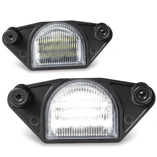 Auto Dynasty License Plate Light Compatible with 1982-2013 Buick Chevy GMC C/K Series Pontiac, Pair of Full White LED License Plate Lamp Assembly, Black Housing Clear Lens
