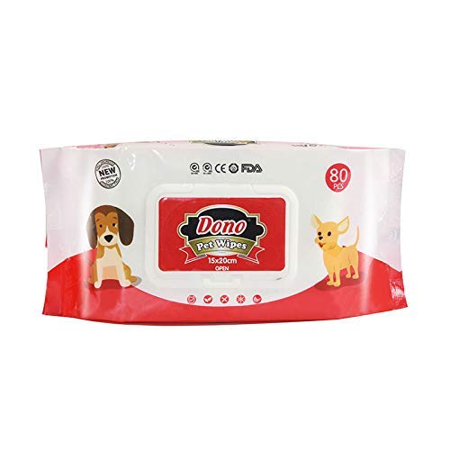 Dono All Natural Deodorizing Antibacterial Dog/Cat’s Ears, Eyes, Paws Cleaning Wipes, pet Cleaning Products cat and Dog Wipes to Clean face, Eyes, Ears, Teeth Deodorant Biodegradable 80 pcs
