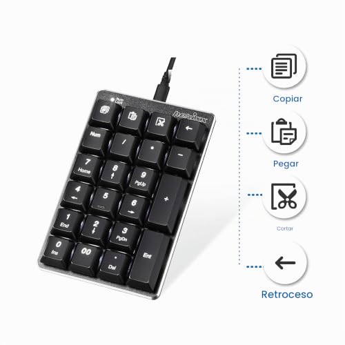 Teclado numérico mecánico con cable USB PERIPAD-303 para evitar errores de digitación 4