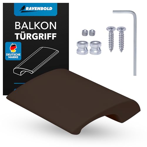 RAVENBOLD Balkontürgriff für Außen - Extrem stabiler Terassentür Griff - Ziehgriff für Balkontür - aus Aluminium hergestellter Griff für Balkontür Außen (Dunkel Braun (RAL 9077))