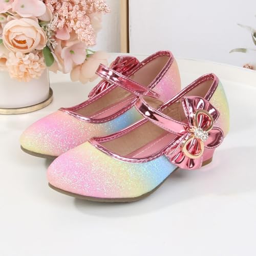 Girls Glitter Princess Mary Jane Pumps Low Heel Wedding Party Dress Shoes Special Occasion Footwear for Toddler/Little Kid3