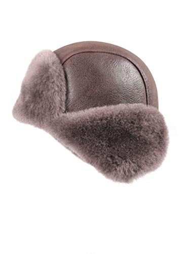 Image of Leather Aviator Shearling Ushanka Trapper Hat Russian Sheepskin Cap Real Fur Winter Hat with Ear Flaps for Men Women
