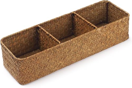 Toilet Basket Tank Topper, Seagrass Wicker Bathroom Storage Basket (14.6"