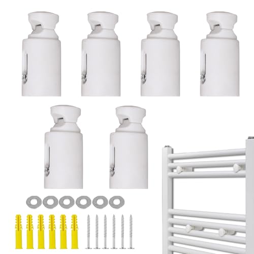 Homefantasy 6 Pièces Fixations pour Radiateur Sèche-Serviette,Supports de Rechange pour Radiateur,Fixation Seche Serviette,Support Radiateur Distance,pour Tout Radiateur SDB Droit ou Courbé