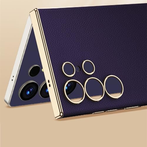 Coque en Cuir pour Samsung Galaxy S25 Ultra, Étui Rigide Noir Élégant - 5