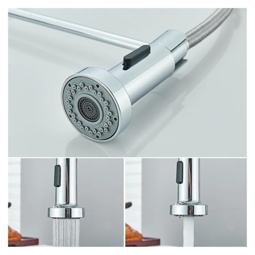 Grifo extraíble de níquel para cocina moderna con doble función de agua 4