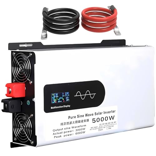 Lissontine 2025 Inverter Solare Ibrido da 5000-12000W Aggiornato, Inverter Bifase da 12 V/24 V/48 V/60 V/72 V CC a 230 V CA con Onda Sinusoidale Pura, Inverter in Parallelo 24V-5000W