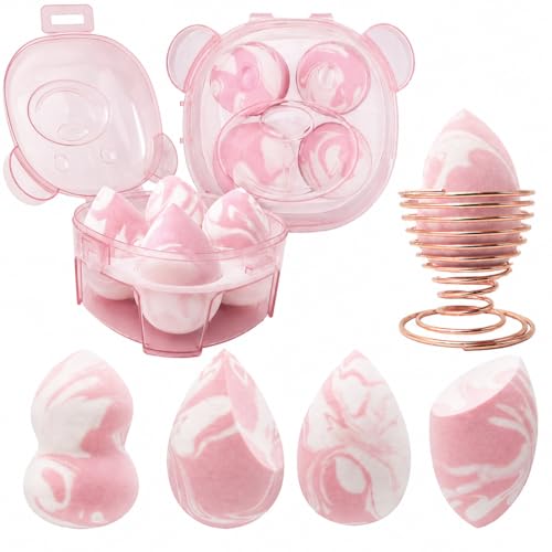 Éponge de maquillage utilisation sèche et humide : set de 4 blender avec boîte de rangement