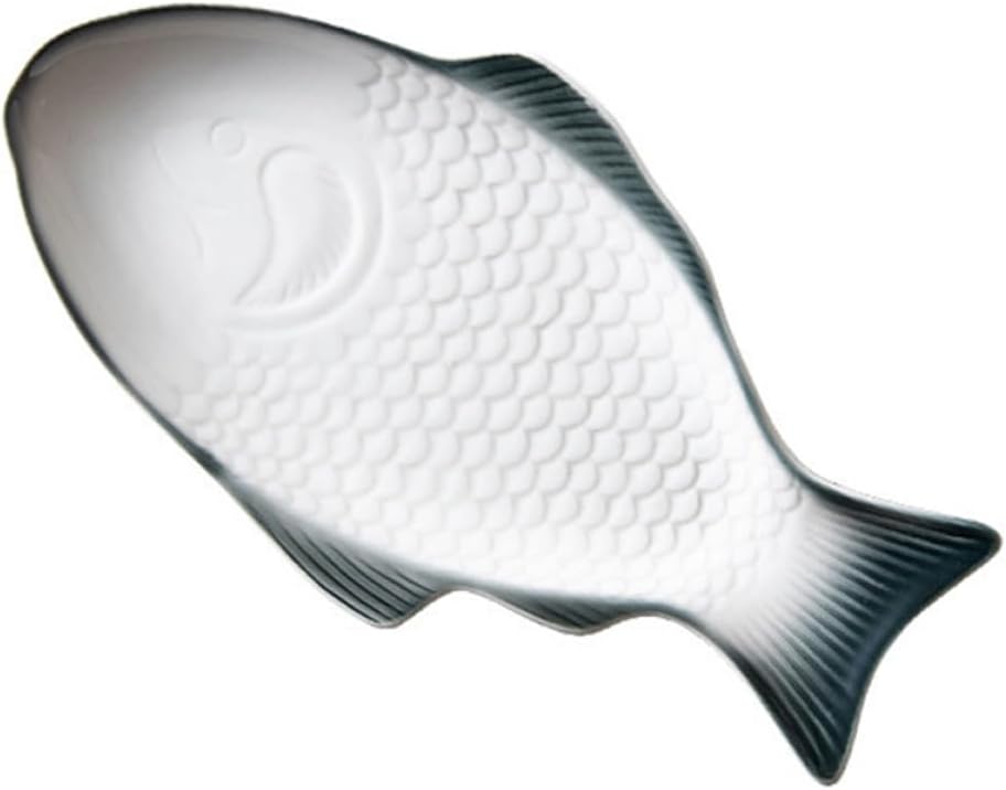 Creative Porcelain Fish Shaped Serving Platter 13-inch Medium Green Ceramic Plate for Home Dining Thanksgiving and Catering Use