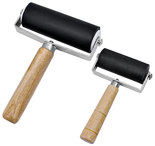 Ampie Applicazioni: I rullo di gomma per inchiostro possono essere utilizzati per colla, pittura ad olio, stampaggio, artigianato, piatti, lastre di linoleum, carta da parati, stampa, blocchi di colore, superfici intagliate, strumenti di punzonatura, album di scarto, dipinti o altri progetti creativi.